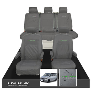 VW California Ocean/Coast/Beach/Surf Inka Fully Tailored Waterproof Seat Covers Grey Front & Rear With ISOFIX Fits T6.1 ,T6,T5.1 all model years fits with and without airbags