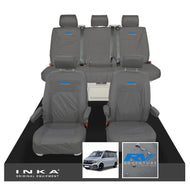 VW California Ocean/Coast/Beach/Surf Inka Fully Tailored Waterproof Seat Covers Grey Front & Rear With ISOFIX Fits T6.1 ,T6,T5.1 all model years fits with and without airbags - RV ADVENTURE Embroidery