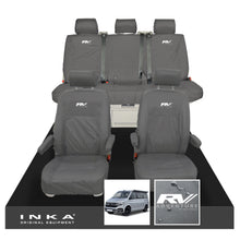 Load image into Gallery viewer, VW California Ocean/Coast/Beach/Surf Inka Fully Tailored Waterproof Seat Covers Grey Front &amp; Rear With ISOFIX Fits T6.1 ,T6,T5.1 all model years fits with and without airbags
