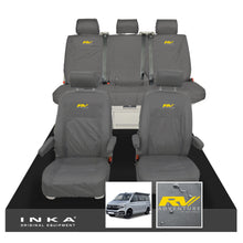 Load image into Gallery viewer, VW California Ocean/Coast/Beach/Surf Inka Fully Tailored Waterproof Seat Covers Grey Front &amp; Rear With ISOFIX Fits T6.1 ,T6,T5.1 all model years fits with and without airbags
