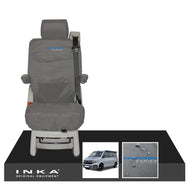 VW California Ocean/Coast/Beach/Surf Inka Fully Tailored Waterproof Seat Covers Grey Rear Single Swivel Fits T6.1 ,T6,T5.1 all model years fits with and without airbags - CALI-SERIES Embroidery