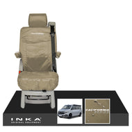 VW California Ocean/Coast/Beach/Surf Inka Fully Tailored Waterproof Seat Covers Sand Rear Single Swivel Fits T6.1 ,T6,T5.1 all model years fits with and without airbags - CALI-SERIES Embroidery