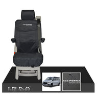 VW California Ocean/Coast/Beach/Surf Inka Fully Tailored Waterproof Seat Covers Black Rear Single Swivel Fits T6.1 ,T6,T5.1 all model years fits with and without airbags - CALI-SERIES Embroidery