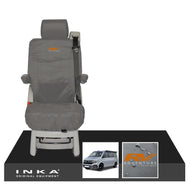 VW California Ocean/Coast/Beach/Surf Inka Fully Tailored Waterproof Seat Covers Grey Rear Single Swivel Fits T6.1 ,T6,T5.1 all model years fits with and without airbags - RV ADVENTURE Embroidery