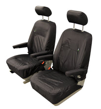 Load image into Gallery viewer, VW California T6.1, T6, T5.1 &amp; T5 Ocean, Coast, Beach, SE, Surf Front Captains Seats  1+1 INKA Tailored Waterproof Seat Covers MY-2003-2024 Black &amp; Grey Colour Options
