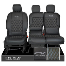 Load image into Gallery viewer, Peugeot Partner MK2 Front 1+2 CV RACING INKA Bentley Leatherette Tailored Seat Covers Black MY 08-17
