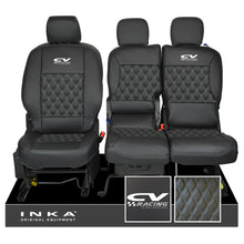 Load image into Gallery viewer, Peugeot Partner MK2 Front 1+2 CV RACING INKA Bentley Leatherette Tailored Seat Covers Black MY 08-17
