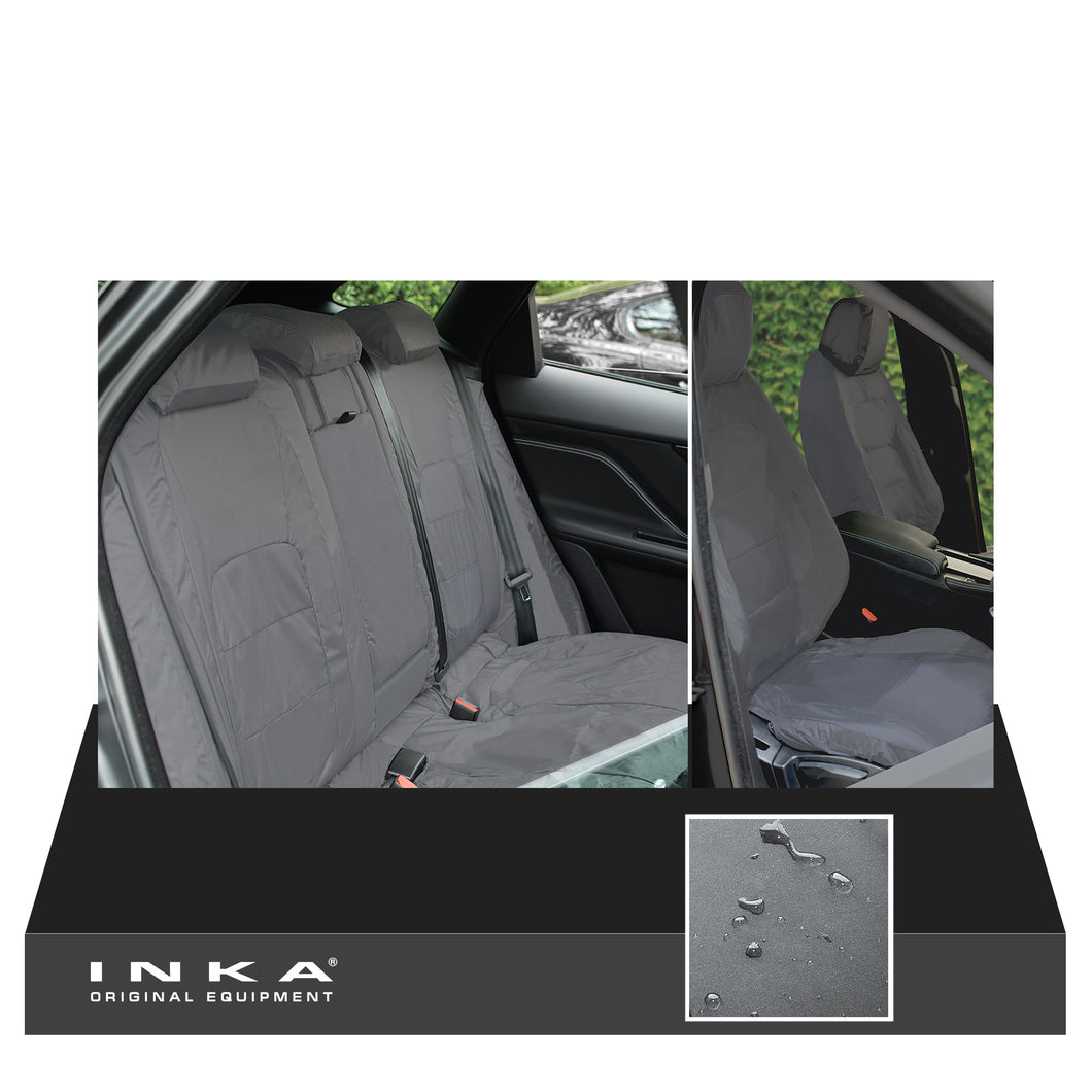 Jaguar F-PACE X761 Front & Rear Tailored Waterproof Seat Covers Grey MY16-20 Plain