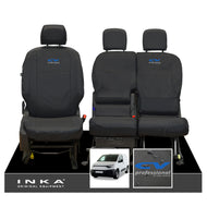 Fiat Doblo INKA Front 1+2 Tailored Waterproof Seat Covers Black MY-2022 Onwards - CV Professional Embroidery