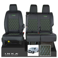 Fiat Scudo INKA Front 1+2 Bentley Diamond Quilt Leatherette Tailored Seat Covers Black MY22 To Present - CV Racing Embroidery