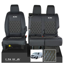 Load image into Gallery viewer, Fiat Scudo INKA Front 1+2 Bentley Diamond Quilt Leatherette Tailored Seat Covers Black MY22 To Present
