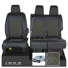 Load image into Gallery viewer, Fiat Scudo INKA Front 1+2 Bentley Diamond Quilt Leatherette Tailored Seat Covers Black MY22 To Present
