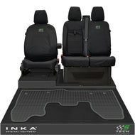 Ford Transit Custom INKA Front 1+2 Tailored Waterproof Seat Covers & Tailored Rubber Mat Black MY-12-23 (Choice of 7 Colours) - S-TECH Embroidery