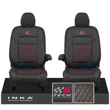 Load image into Gallery viewer, All New Ford Transit Custom Front 1+1 S-TECH INKA Bentley Leatherette Tailored Seat Covers Black MY-2024 (Choice of 7 Colours)
