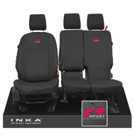 Ford Transit Connect INKA Front Set 1+2 Tailored Waterproof Seat Covers Black MY13-24 - R-SPORT Embroidery