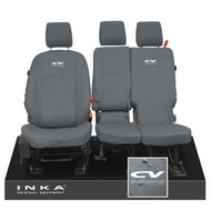 Ford Transit Connect INKA Front Set 1+2 Tailored Waterproof Seat Covers Grey MY13-24 - CV Professional Embroidery