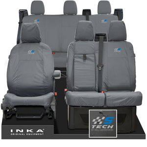 Ford Transit Custom INKA Front & Rear Set Tailored Waterproof Seat Covers Grey