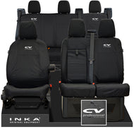 Ford Transit Custom INKA Front & Rear Set Tailored Waterproof Seat Covers Black - CV Professional Embroidery