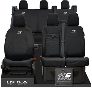 Ford Transit Custom INKA Front & Rear Set Tailored Waterproof Seat Covers Black