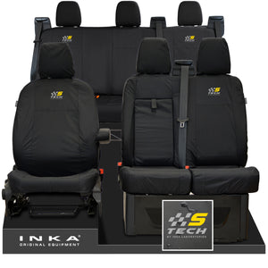 Ford Transit Custom INKA Front & Rear Set Tailored Waterproof Seat Covers Black