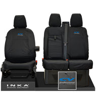Ford Transit Custom INKA Front Set 1+2 Tailored Waterproof Seat Covers Black - CV Professional Embroidery