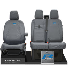 Load image into Gallery viewer, Ford Transit MK8/MK9  MY14 to Present INKA Front Set 1+2 Tailored Waterproof Seat Covers Grey Fits All Derivatives Incl Jumbo
