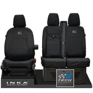 Ford Transit Custom INKA Front Set 1+2 Tailored Waterproof Seat Covers Black - S-TECH Embroidery