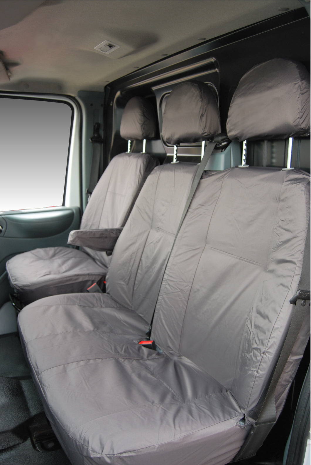 Ford Transit MK7/MK6 Tailored Waterproof Seat Covers Front Set 1+2 Grey MY 2000-2013