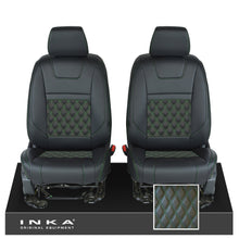 Load image into Gallery viewer, Ford Ranger Wildtrak INKA Front 1+1 Tailored Seat Covers Black Bentley Diamond Quilt MY-16-22 - Plain Embroidery
