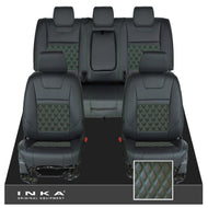 Ford Ranger Wildtrak Front & Rear Triple INKA Bentley Leatherette Tailored Seat Covers Black MY16-22