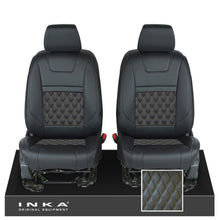 Load image into Gallery viewer, Ford Ranger Wildtrak INKA Front 1+1 Tailored Seat Covers Black Bentley Diamond Quilt MY-16-22 - Plain Embroidery
