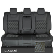 Load image into Gallery viewer, Ford Ranger Wildtrak Rear Triple INKA Bentley Leatherette Tailored Seat Covers Black MY16-22
