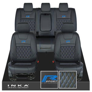 Ford Ranger Wildtrak R SPORT Front & Rear Triple INKA Bentley Leatherette Tailored Seat Covers Black MY16-22