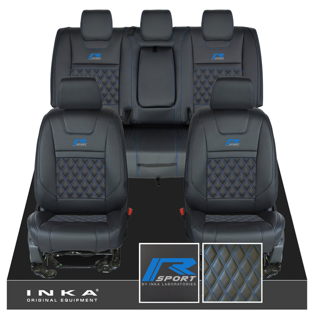 Ford Ranger Wildtrak R SPORT Front & Rear Triple INKA Bentley Leatherette Tailored Seat Covers Black MY16-22