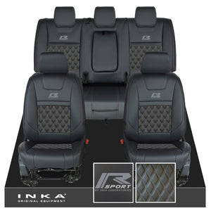 Ford Ranger Wildtrak R SPORT Front & Rear Triple INKA Bentley Leatherette Tailored Seat Covers Black MY16-22