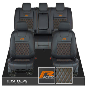 Ford Ranger Wildtrak R SPORT Front & Rear Triple INKA Bentley Leatherette Tailored Seat Covers Black MY16-22