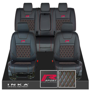 Ford Ranger Wildtrak R SPORT Front & Rear Triple INKA Bentley Leatherette Tailored Seat Covers Black MY16-22