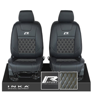 Ford Ranger Wildtrak INKA Front 1+1 Tailored Seat Covers Black Bentley Diamond Quilt MY-16-22