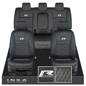 Ford Ranger Wildtrak R SPORT Front & Rear Triple INKA Bentley Leatherette Tailored Seat Covers Black MY16-22