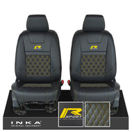 Ford Ranger Wildtrak INKA Front 1+1 Tailored Seat Covers Black Bentley Diamond Quilt MY-16-22 - R-SPORT Embroidery