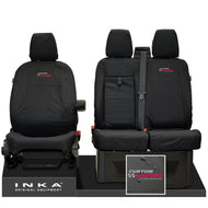 Ford Transit Custom INKA Front Set 1+2 Tailored Waterproof Seat Covers Black MY-12-23 (Choice of 7 Colours) - Custom Racing Embroidery