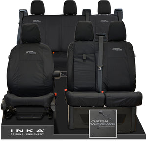 Ford Transit Custom INKA Front 1+2 & Rear Triple Tailored Waterproof Seat Covers Black MY-12-23 (Choice of 7 Colours)