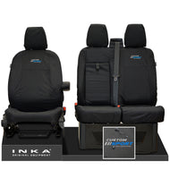 Ford Transit Custom INKA Front Set 1+2 Tailored Waterproof Seat Covers Black MY-12-23 (Choice of 7 Colours) - Custom Sport Embroidery