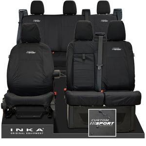 Ford Transit Custom INKA Front 1+2 & Rear Triple Tailored Waterproof Seat Covers Black MY-12-23 (Choice of 7 Colours)