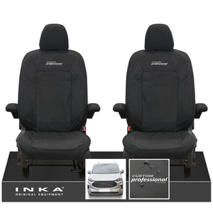 The All New Ford Transit Custom INKA Front Pair Tailored Waterproof Seat Covers Set Black MY-2024 Onwards