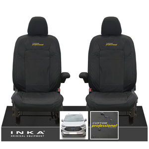 The All New Ford Transit Custom INKA Front Pair Tailored Waterproof Seat Covers Set Black MY-2024 Onwards