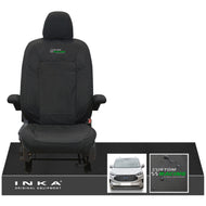 The All New Ford Transit Custom INKA Single Driver Tailored Waterproof Seat Cover Black MY-2024 Onwards - Custom Racing Embroidery