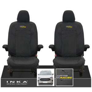 The All New Ford Transit Custom INKA Front Pair Tailored Waterproof Seat Covers Set Black MY-2024 Onwards