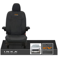 The All New Ford Transit Custom INKA Single Driver Tailored Waterproof Seat Cover Black MY-2024 Onwards - CV Professional Embroidery