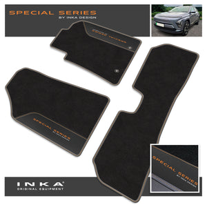 Hyundai Kona EV Car Mats (Front & Rear Set) with Premium Carpet & OEM Leatherette Fits MY18 Onwards
